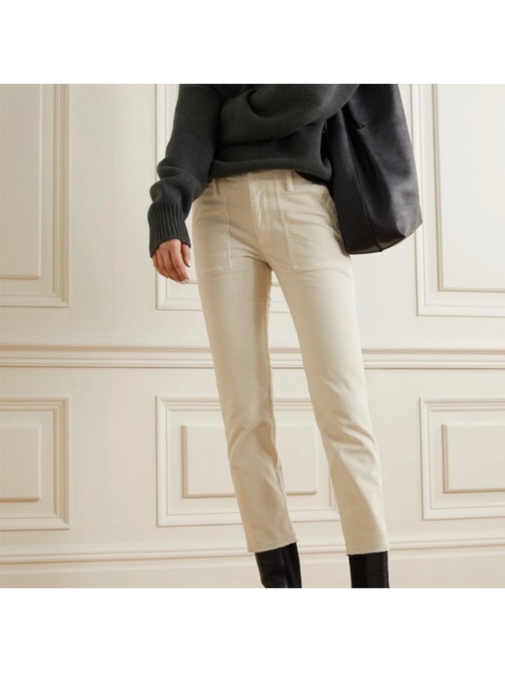 NILI LOTAN Jenna Cream Corduroy Pants 4